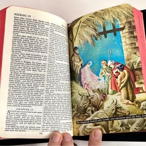 KJ Young Folks Holy Bible Illustrated Red Letter Edition 1985 vintage